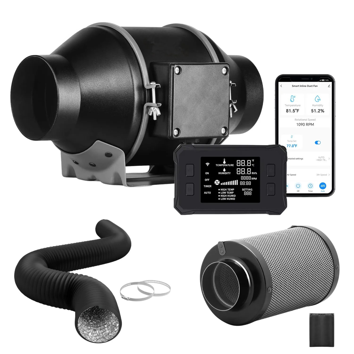 Carbon Filter Inline - Вентилятор канальный BAVA 4 дюйма с